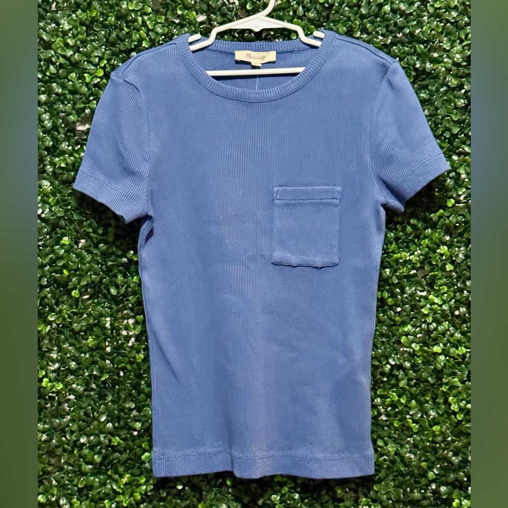 MADEWELL GARMENT-DYED RIBBED CREWNECK TEE TOP - Picture 4 of 8